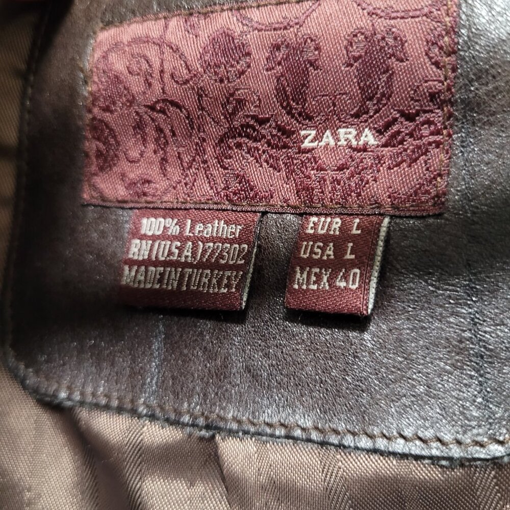 Zara leather trench coat men’s, brown size L - Picture 2 of 15
